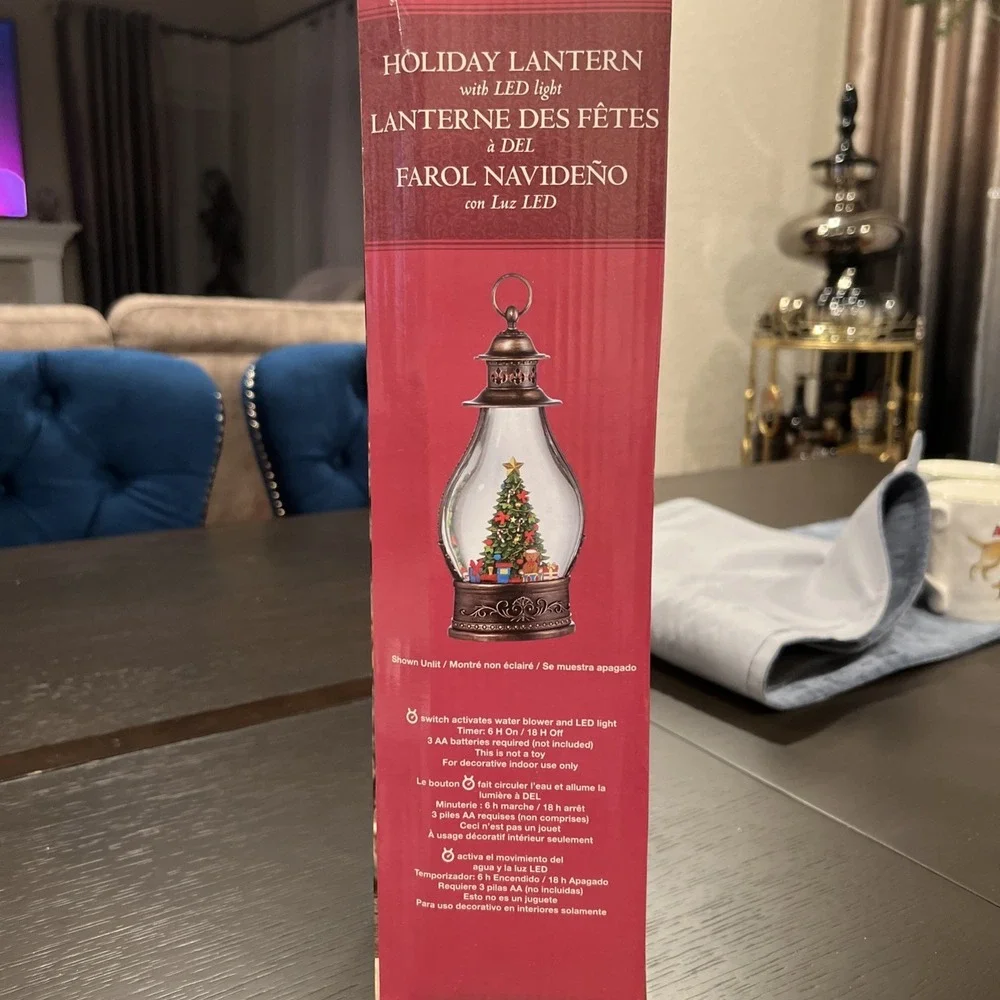 HOLIDAY CHRISTMAS Glitter‎ LANTERN WITH LED LIGHT Christmas Tree Bear New 14